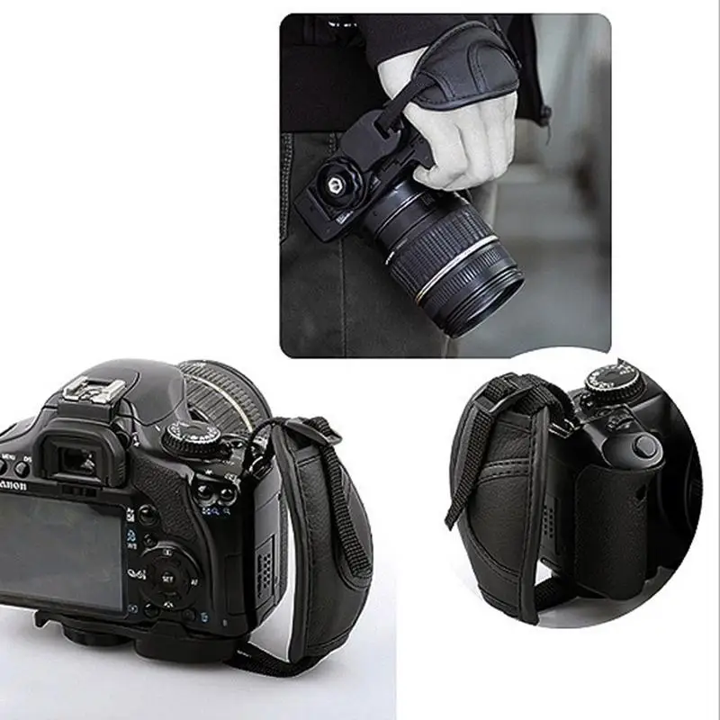 Ремешок на запястье для камеры SLR DSLR черный ремешок из искусственной кожи Canon Nikon