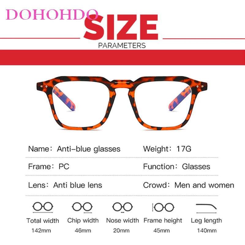 DOHOHDO Men Anti Blue Light Computer Glasses Frame Women's Vintage Blue Light Blocking Glasses UV Gaming Filter Optical Glasses blue light protection glasses