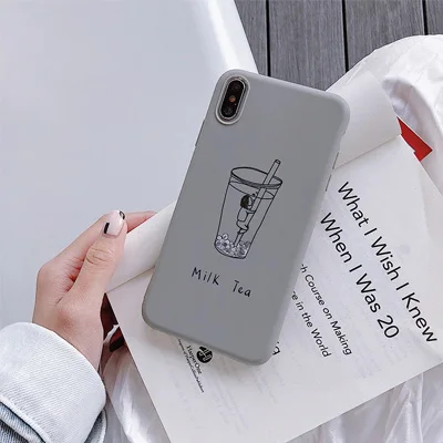 Серый From Jenny Чистый цвет чашка для iPhone x xr xs max 6 6s 7 8 Plus простой, маленький, телефон ТПУ Мягкий защитный чехол - Цвет: Серый