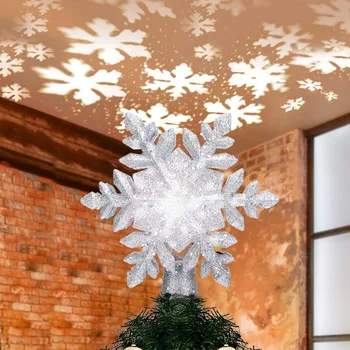 3D Star Christmas Tree Topper Lighted with White Snowflake Projector LED Rotating Snowflake for Christmas Decorations for Home
3D Star Christmas Tree Topper Lighted with White Snowflake Projector LED Rotating Snowflake for Christmas Decorations for Home