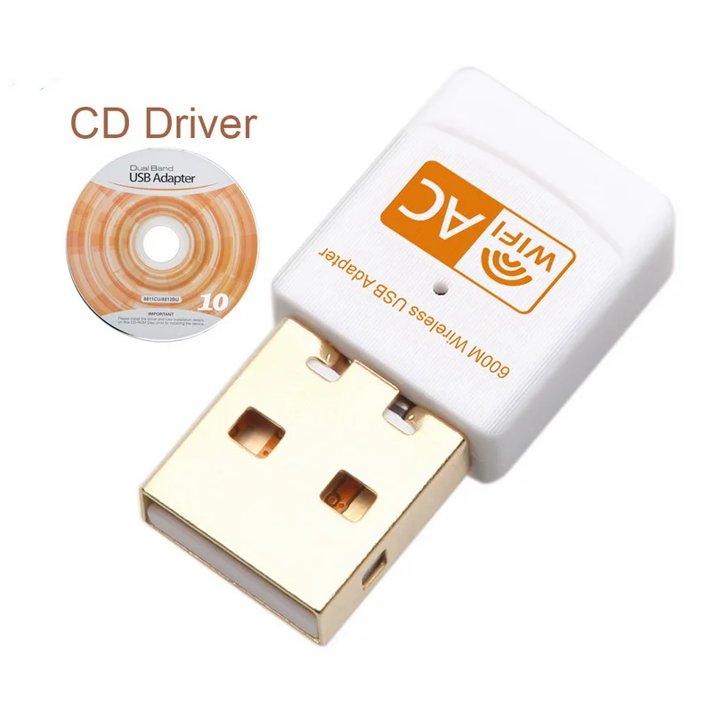 CD Driver White USB Wifi адаптер 600 Мбит/с USB Ethernet приемник двухдиапазонный беспроводной Wifi ключ сетевая карта для ПК ноутбука - Цвет: CD Driver White