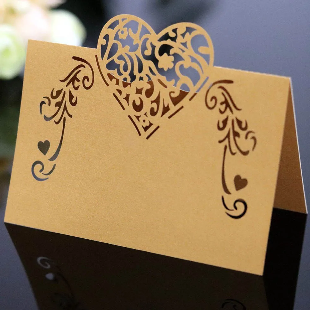 50 шт. вырезанные лазером сердечки Форма Место Карты Свадебные визитки для свадебной вечеринки украшение стола Свадебный декор