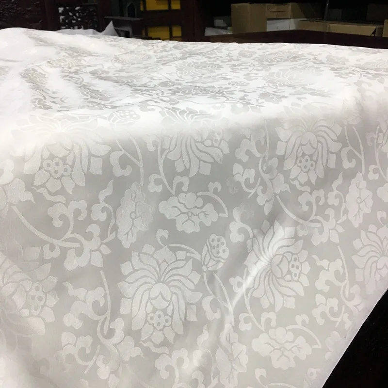 

real 60% silk and 40%cotton Jacquard white flower Satin vintage fabric hanfu kimono cheongsam cloth fabric 1meter