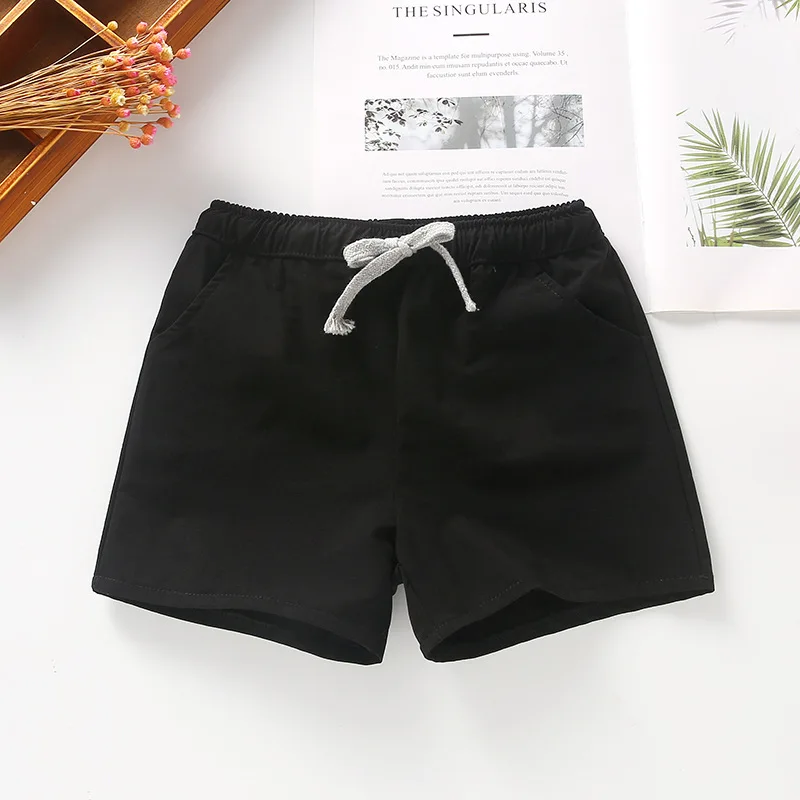 Black Summer Childrens Korean Version Of Neutral Childrens Trousers Pure Sports Shorts Mid-waist Leisure Pants Leather Belt - Цвет: Black