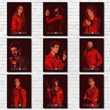 

La Casa De Papel Poster Whitepaper Money Heist Poster Art Painting Abstract Fancy Wall Sticker for Coffee House Bar