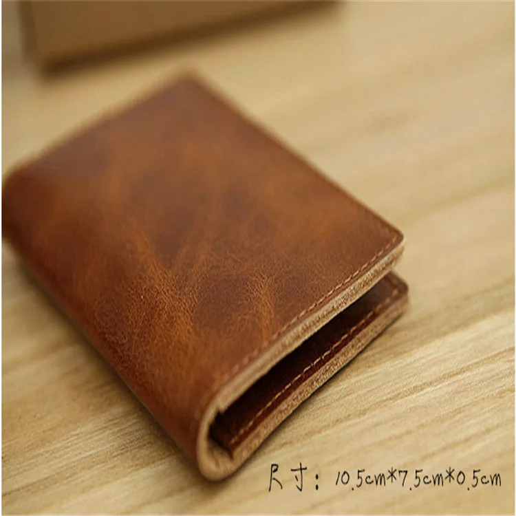

Europe And America Men Full-grain Leather Wallet Fashion Creative Men's Genuine Leather Small Card Holder Customizable Logo