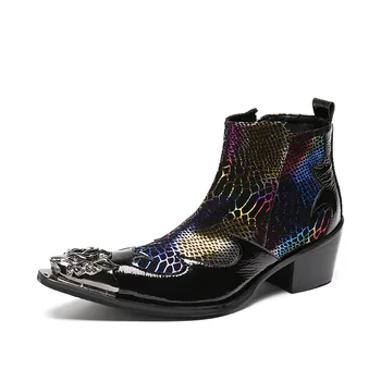 

Martin Boots Warm High Zipper Boots Botas Militares Mujer Male Zhong Tong Xue Trend Male Pointed Toe Ankle Genuine Leather Zip