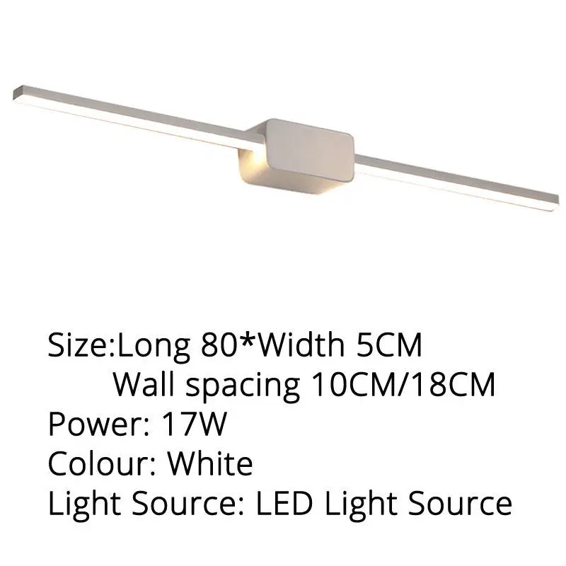 White 80x5cm 17w Современный светодиодный настенный светильник-зеркало для ванной комнаты, водостойкий светильник, черный, белый цвет, внутренний светильник-бра, светильник - Цвет абажура: White 80x5cm 17w