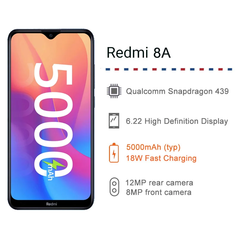  Global Version Xiaomi Redmi 8A 2GB RAM 32GB ROM 5000mAh Battery Smartphone Snapdragon 439 Octa Core
