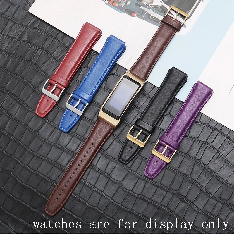 

For Huawei B5 Smart Watch Accessories 18mm Genuine Leather Watchband Black Blue Sport Cow Leather Wristband