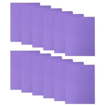 

12Pcs A4 2Pockets Kraft Paper File Folder Brown Card Holder Document Folder Office Project File Presentation Folder (Purple)