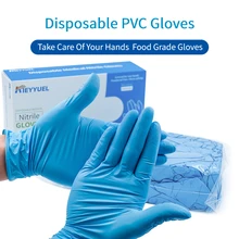 Guantes desechables de nitrilo, resistentes al agua, sin polvo, látex, para el hogar, cocina, laboratorio, limpieza, 100 Uds., # W12