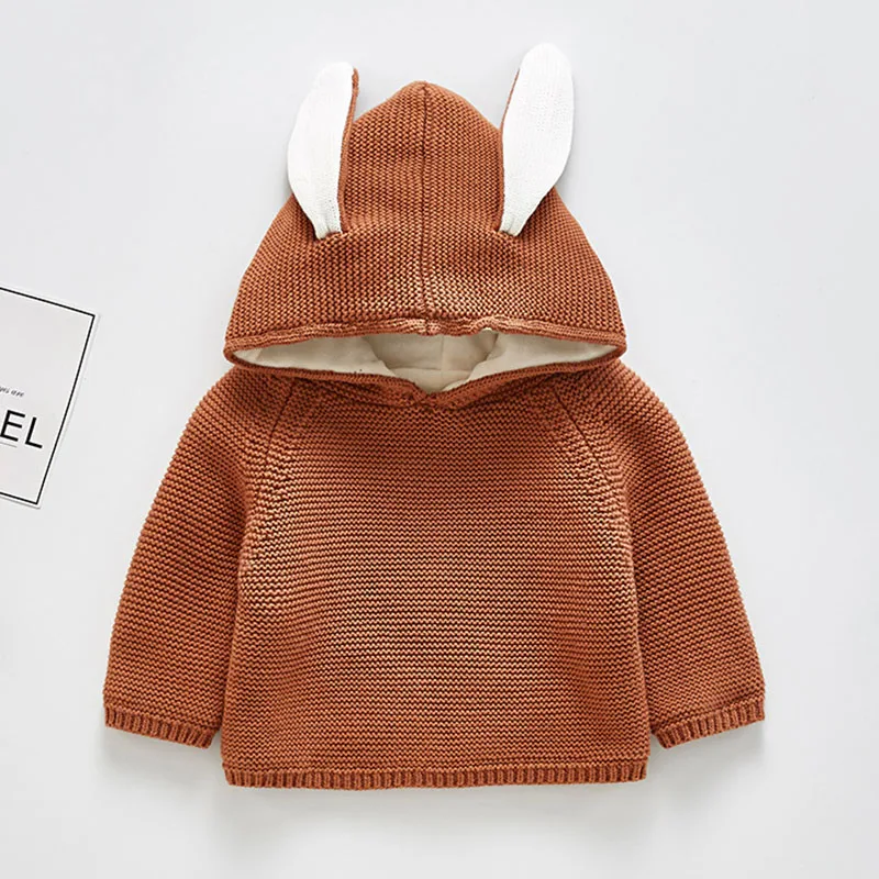 B94T01 brown Свитера для мальчиков и девочек на зиму и весну, Детская вязаная накидка с капюшоном, трикотажный пуловер для малышей - Цвет: B94T01 brown