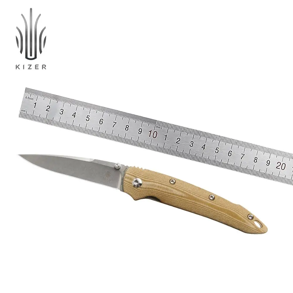 Охотничий нож Kizer KI4419A5 2020 новый компактный складной с коричневой ручкой микарты