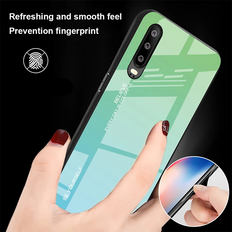 Чехол с радужным градиентом для телефона Huawei P30 Pro P Smart 2019 чехол из закаленного