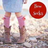 Girls Knee High Socks with Bow Kids Boot Socks Stripe Cute Princess Long Socks for School Baby Solid Color Leg Warmer Brand 3