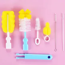 Ensemble de 6 brosses à tétons pour bébé, éponge haute densité, brosse de sucette pour bébé, outil de nettoyage de biberons de lait pour nourrissons