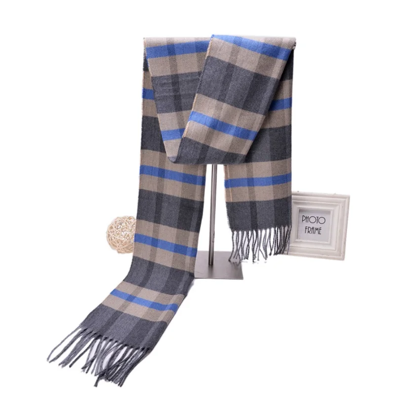 Fashion New Autumn and Winter Men and Women Europe and America Imitation Cashmere British Lattice Tassel Scarf Winter Warm