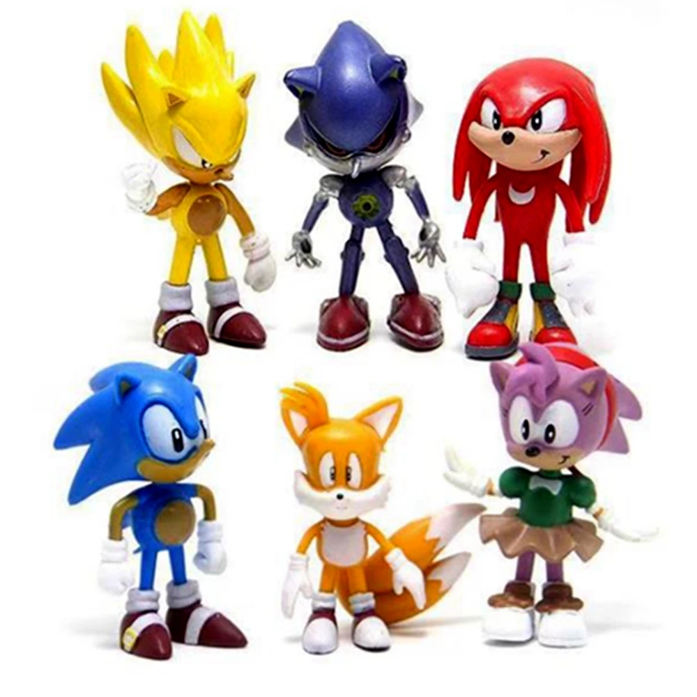 1 шт. мультяшная супер звуковая модель Miles Prower Amy Rose Knuckles The Echidna Dr Eggman Фигурки ПВХ Модель Детская Подарочная игрушка