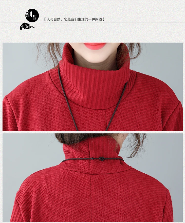 women Sweater dress winter long sleeve Cotton Thicken Turtleneck Striped maxi dresses female knitting Pockets Dress vestido