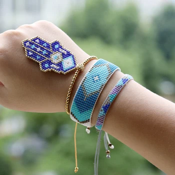 

Rttooas Fatima Hamsa Hand Bracelet Set New Arrival Pulseras Mujer Moda 2020 Fashion Miyuki Beaded Bracelets Accessories