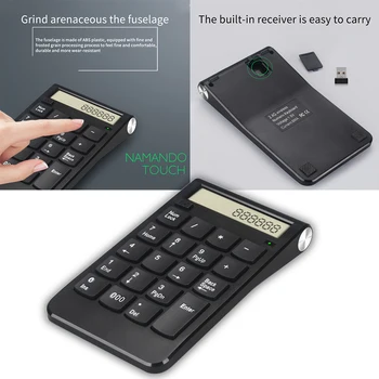 

Wireless Keyboard Numeric Keypad Rechargeable Non Slip Ergonomic USB Receiver Digital Display Smart Accounting Ultra Thin 2.4G