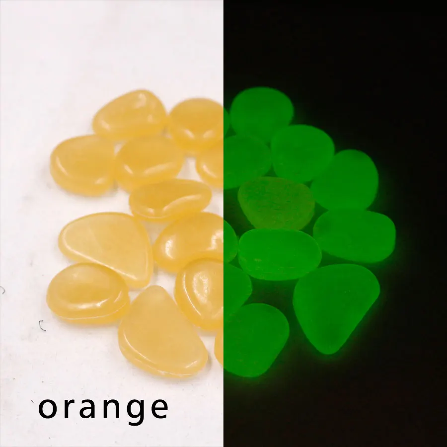 orange 100 шт Декорации для аквариума камни светится в темноте светящиеся галечные камни для сада флуоресцентные камни украшения аквариума - Цвет: orange