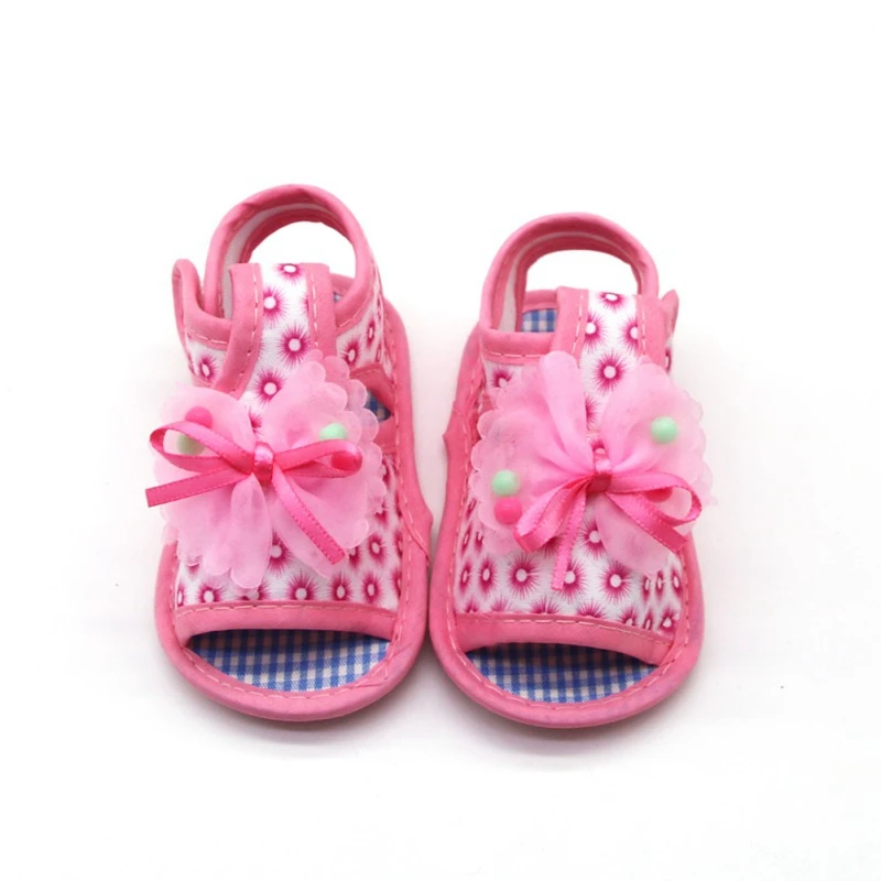 Милая детская обувь с бантом и цветочным принтом; нескользящая обувь на мягкой подошве; обувь для маленьких девочек