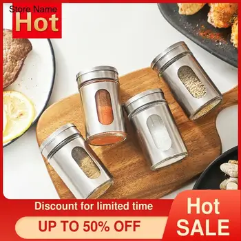 

Stainless Steel Sprinkling Bottle Pot Barbecue Spice Jar Kitchen Glass Supplies Seasoning Containers