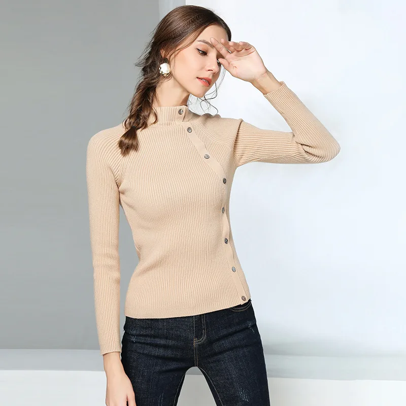 Sweater Woman New 2019 Knit Bottoming Shirt Female Pull Winter Ladies Casual Slim Solid Color Long Sleeve Clothes Women Tops | Женская