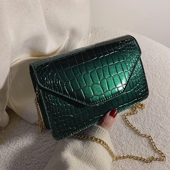 

Crocodile pattern Square Crossbody Bag 2020 New Quality Patent Lather Women's Designer Handbag Chain Shoulder Messenger Bag