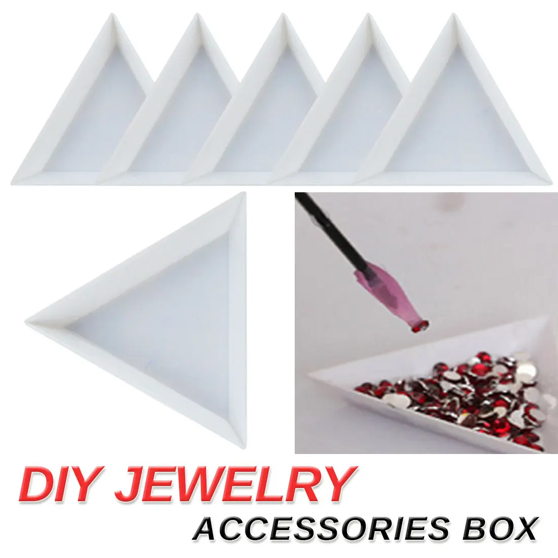 

2/5/10pcs Plastic Triangular Tray DIY Jewelry Accessories Stotrage Box Plate