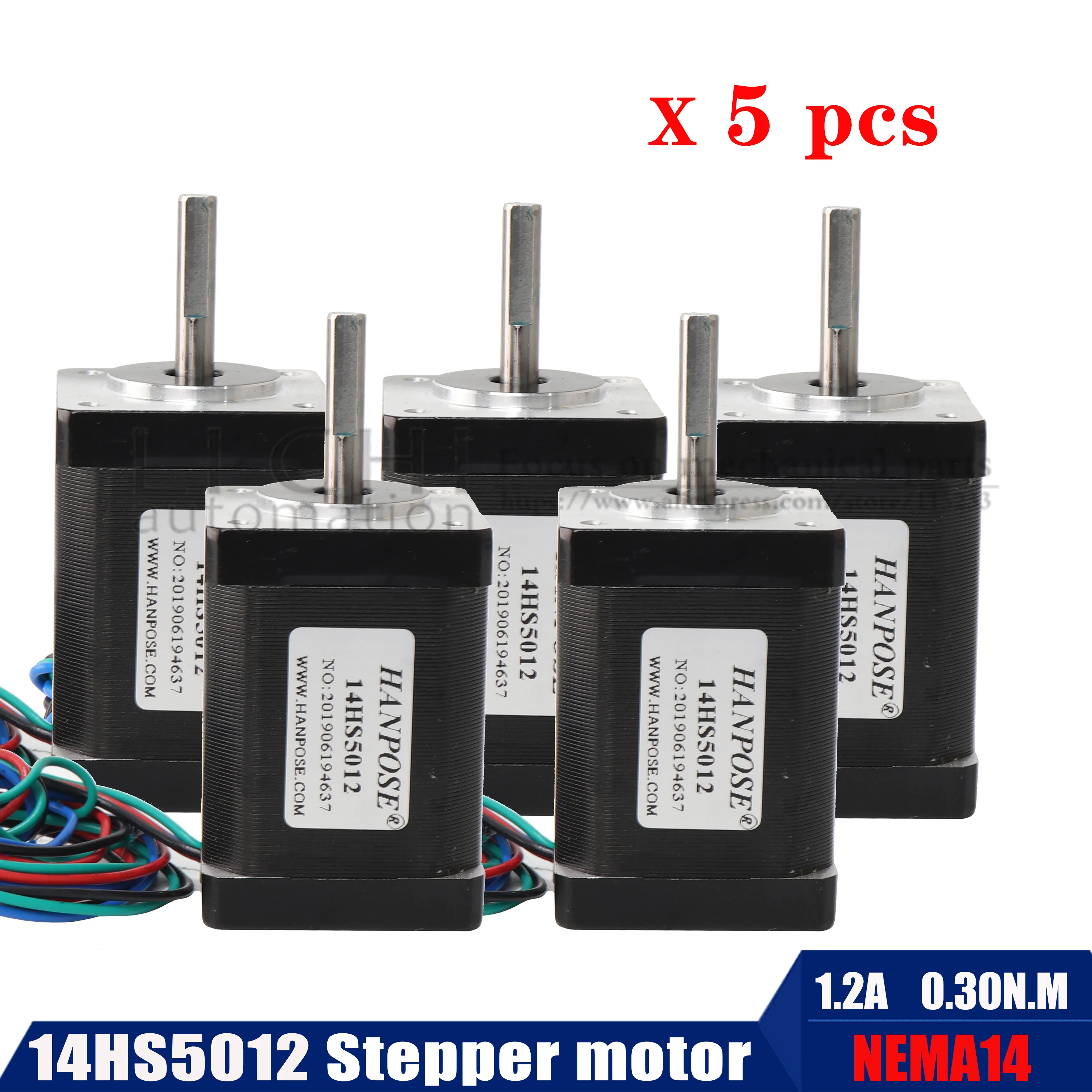 5 шт. для 3D-принтера 14HS5012 4-lead 0.30N.m/Nema 14 мотор 50 мм NEMA14for для фрезерного станка с ЧПУ