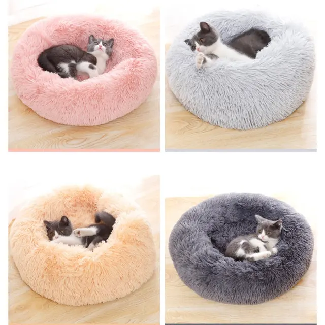 $US $6.33  Round Plush Cat Bed House Soft Long Plush Best Pet Dog Bed For Dogs Products Nest Winter Warm Sleep