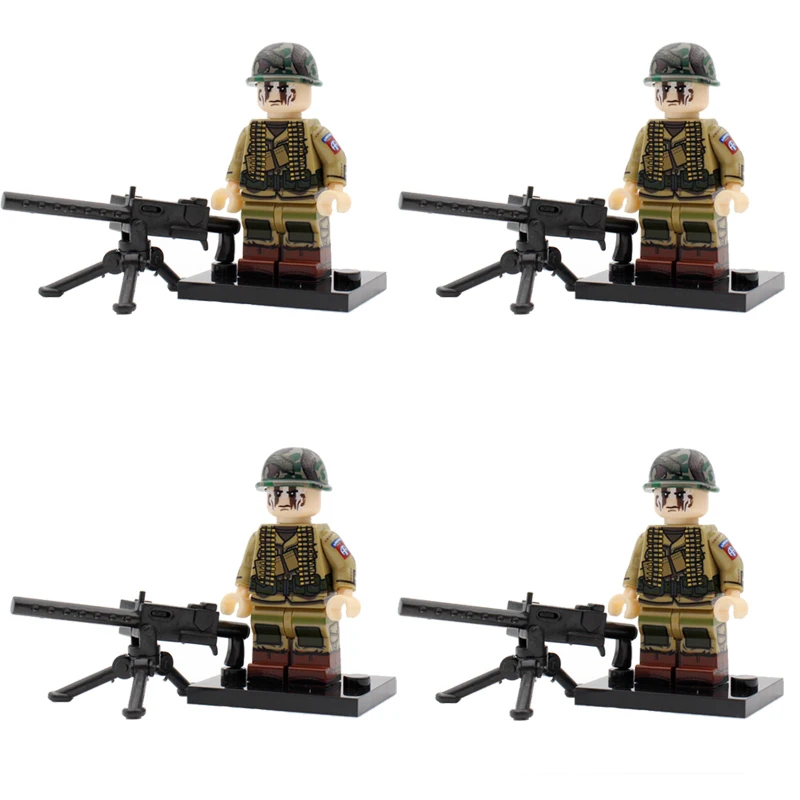 Военный WW2 солдат армии США фигурки блоки американский солдат М1 шлем оружие аксессуары строительные блоки игрушки для детей Подарки - Цвет: M4-4PCS