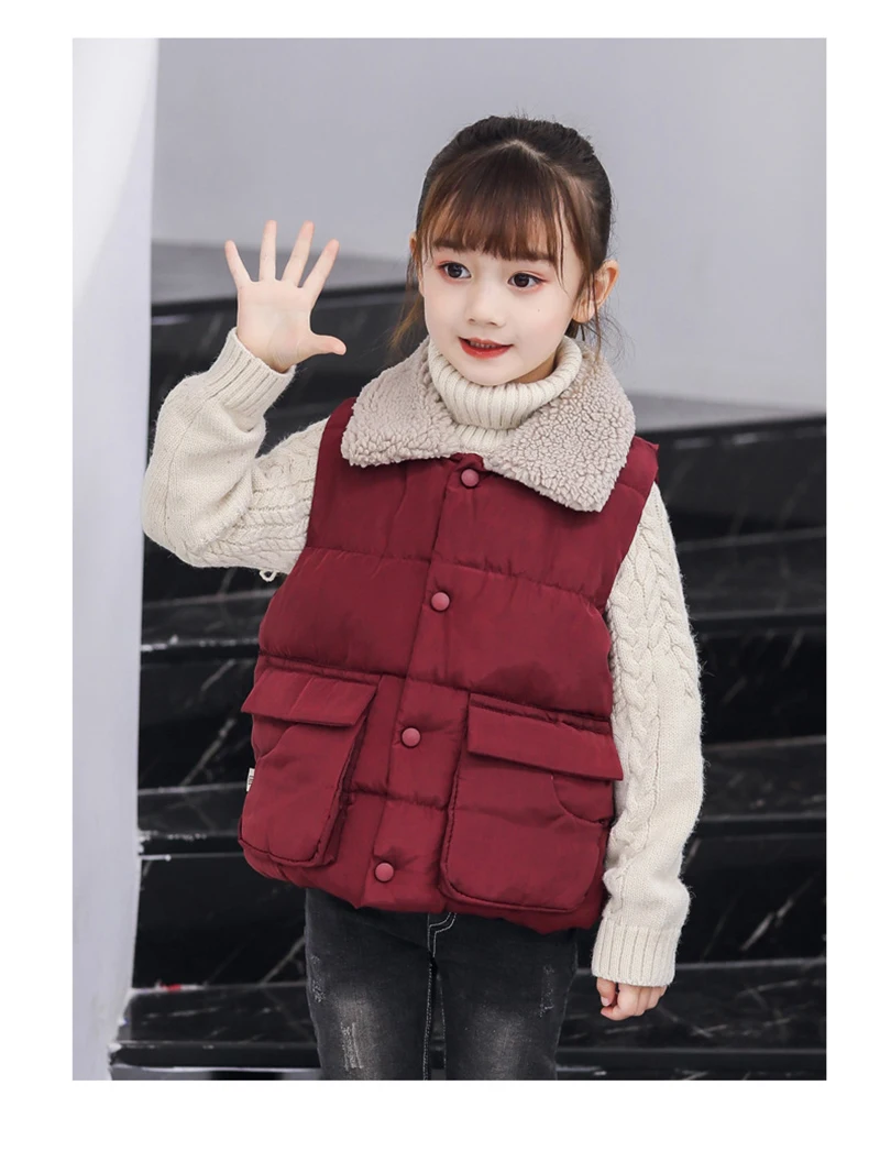 Kids Vest Fur Collar Girls Down Cotton Clothes Colete Infantil Casaco Infantil Menino Baby Boy Vest Kid Jacket Coat
