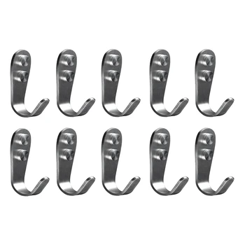 

Stainless Steel Screw Single Coat Hat Hooks, Bath Towel Hook, Kitchen Hooks, Heavy Duty Wall Mount Hooks (Pack of 10)