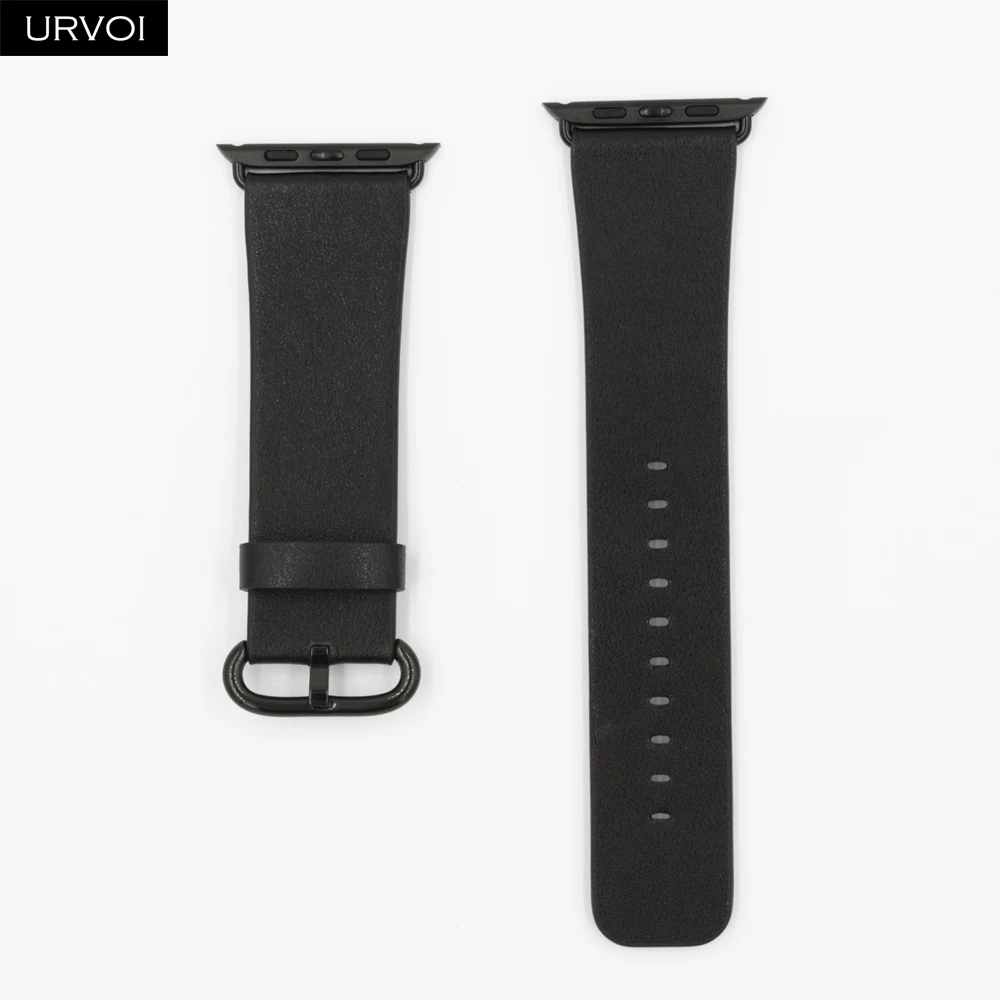 Black URVOI кожаный ремешок для apple watch 4 5 3 2 1 ремешок для iwatch 40 мм 44 мм Свифт кожа классическая Пряжка современный дизайн - Цвет ремешка: Black