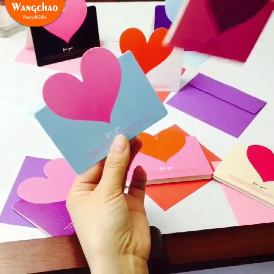 

10pcs/bag Mixed Color LOVE Heart Gift Card Valentine's Day Present Greeting Card Wedding Invitation Card Romantic Thank You Card