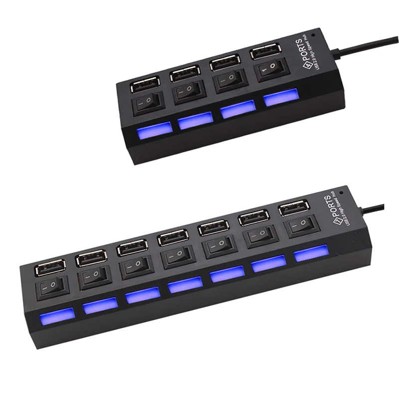 Usb 2.0 hub hub usb 2.0 multi usb divisor hub uso adaptador de energia 4/7 porto múltiplo expansor 2.0 hub usb com interruptor para pc