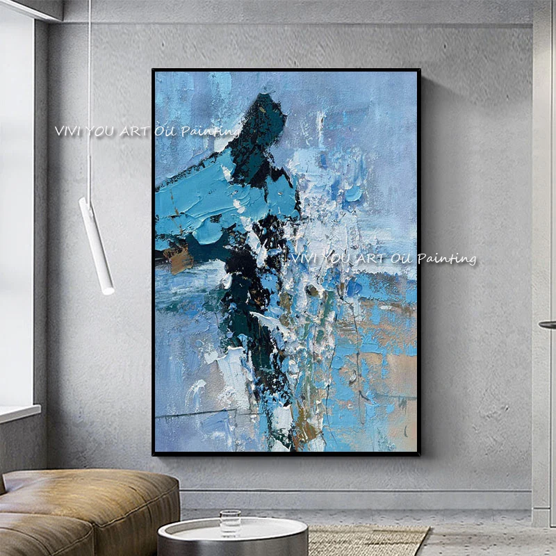 

New Abstract Seascape Ocean Oil Painting Canvas Art Knife Hand-painted Bedroom Wall Decoration Paintings Canvas Unframed Artwork