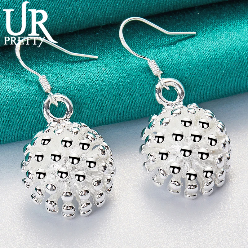 

URPRETTY New 925 Sterling Silver Fireworks Drop Earring For Women Wedding Engagement Party Jewelry Charm Gift