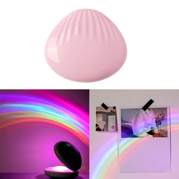 

2 Colors Projection Portable LED Lamp Shell Shape Night Lamps Rainbow USB Charging Lamp For Home Decoration