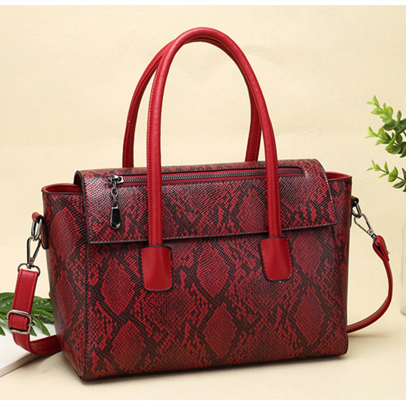 

2019 new fashin Single shoulder ladies handbags women's bag and purses Large capacity Snakeskin pattern PU Free shipping