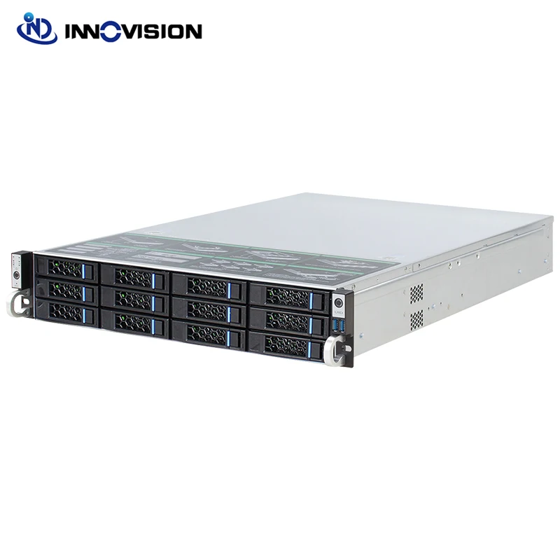 2U 12 베이 HDD 핫스왑 랙 서버 케이스 L=560mm NVR NAS 서버 섀시, 최대 12*10.5 보드 지원