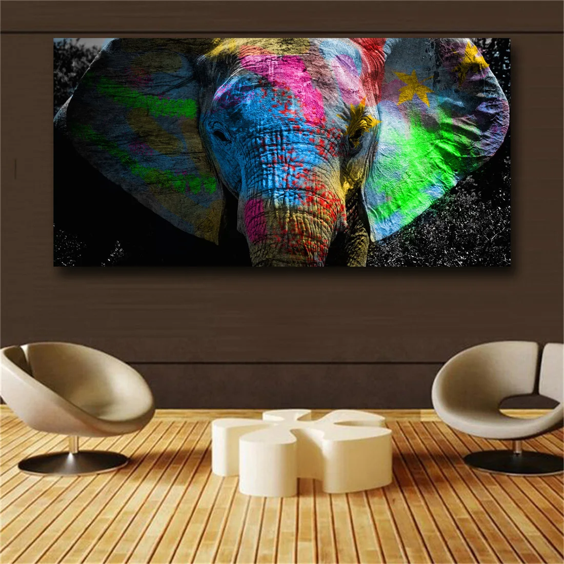 Colorful African Elephant Canvas Painting Wall Art Animal Oil Paintings Huge Size Wall Prints Posters For Living Room