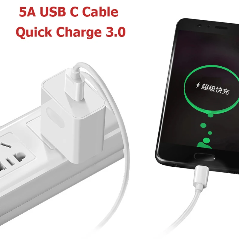 Зарядное устройство QC 3 0 USB для Samsung A90 A70 A50 A7 2018 A8 2019 S8 S9 S10 Note 10 9 8 5A Type C|Зарядные