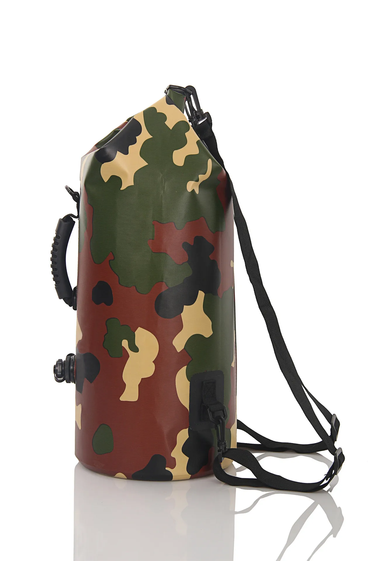 30L Large-Volume PVC Coated Mesh Fabric Waterproof Bucket Bag Outdoor Travel Waterproof Storage Bag Camouflage Hand Air Valve