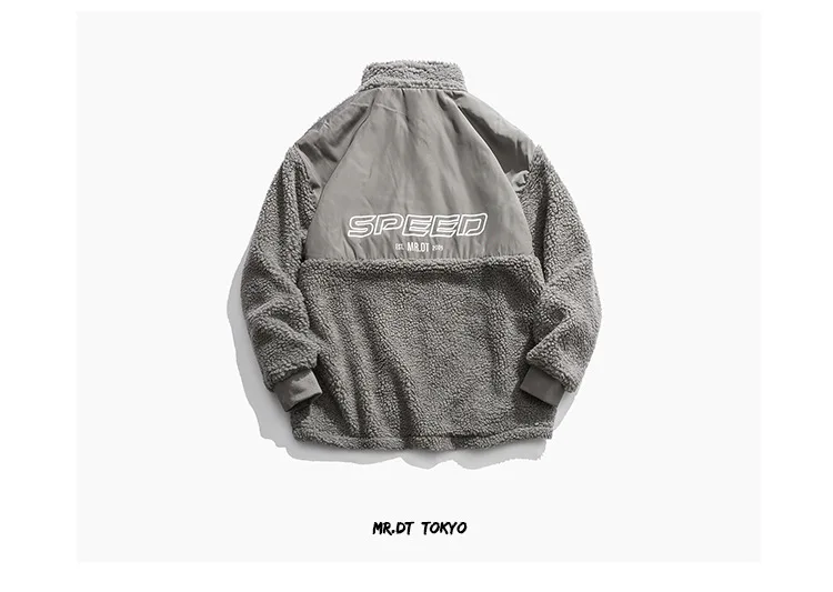 Yi dao Vintage Winter New Style Japanese-style Trend Mixed Colors Versatile Lambs Wool Cotton-padded Clothes Loose Thick Short C