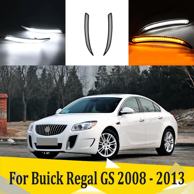 2 шт. для Buick Regal GS 2008-2013 Светодиодный дневной ходовой светильник DRL Автомобильная противотуманная фара 6000K белый светильник желтый светильник